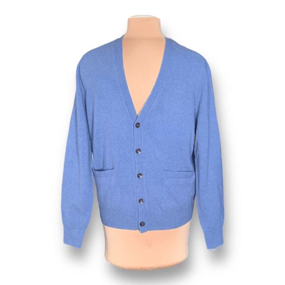 Joseph Turner Yorkshire Blue Lambswool Cardigan Sweater Men’s Medium Unisex Knit - Picture 2 of 12